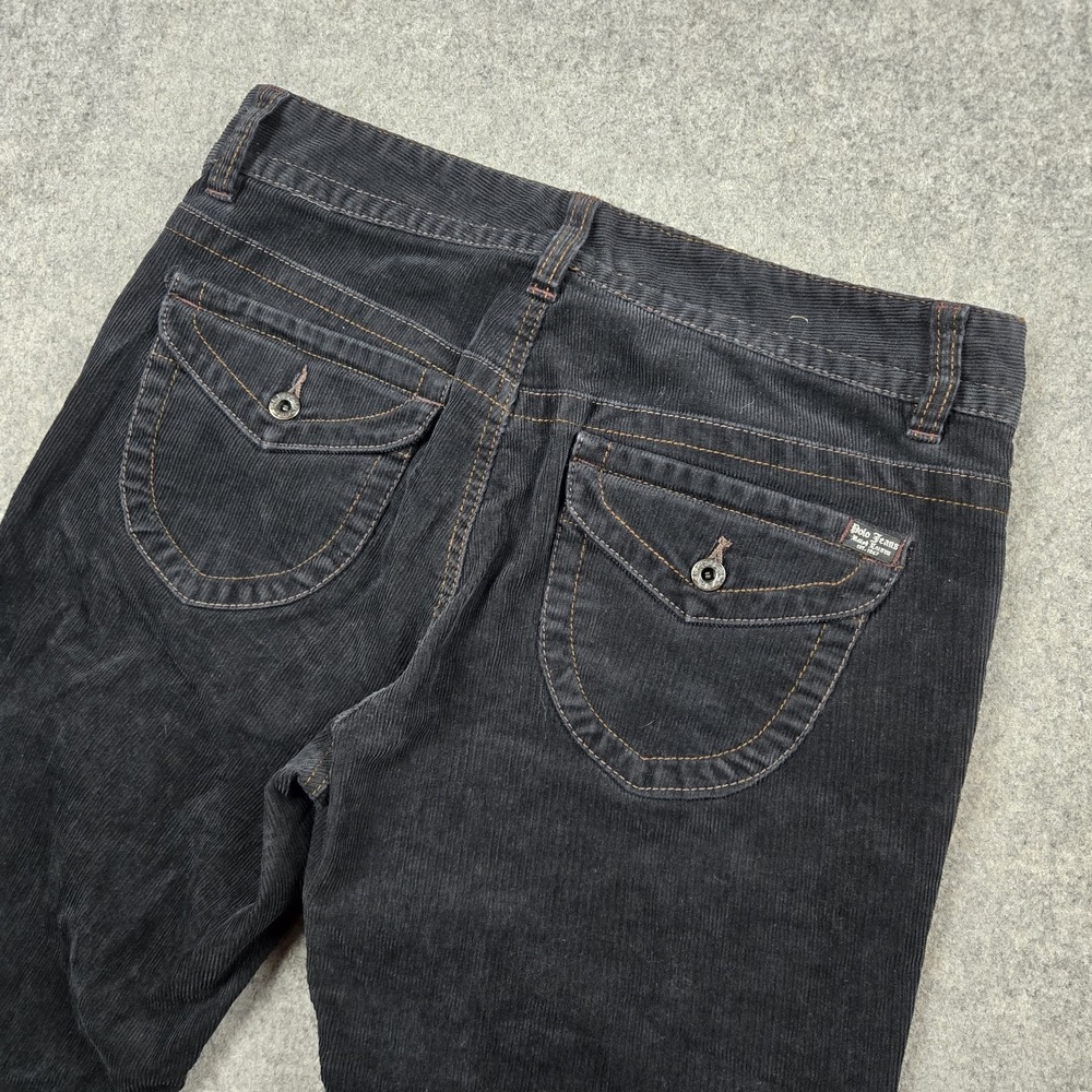 Polo Jeans Company Pants Womens 8x32 Fits 33x31 Black Corduroy Wendy Bootcut Y2k